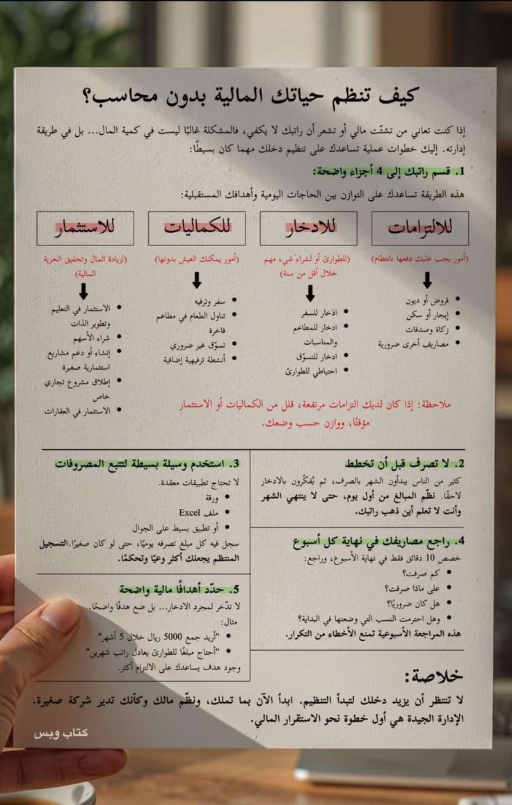 كيف تنظم حياتك المالية بدون محاسب؟ خطوات عملية لتحقيق التوازن المالي